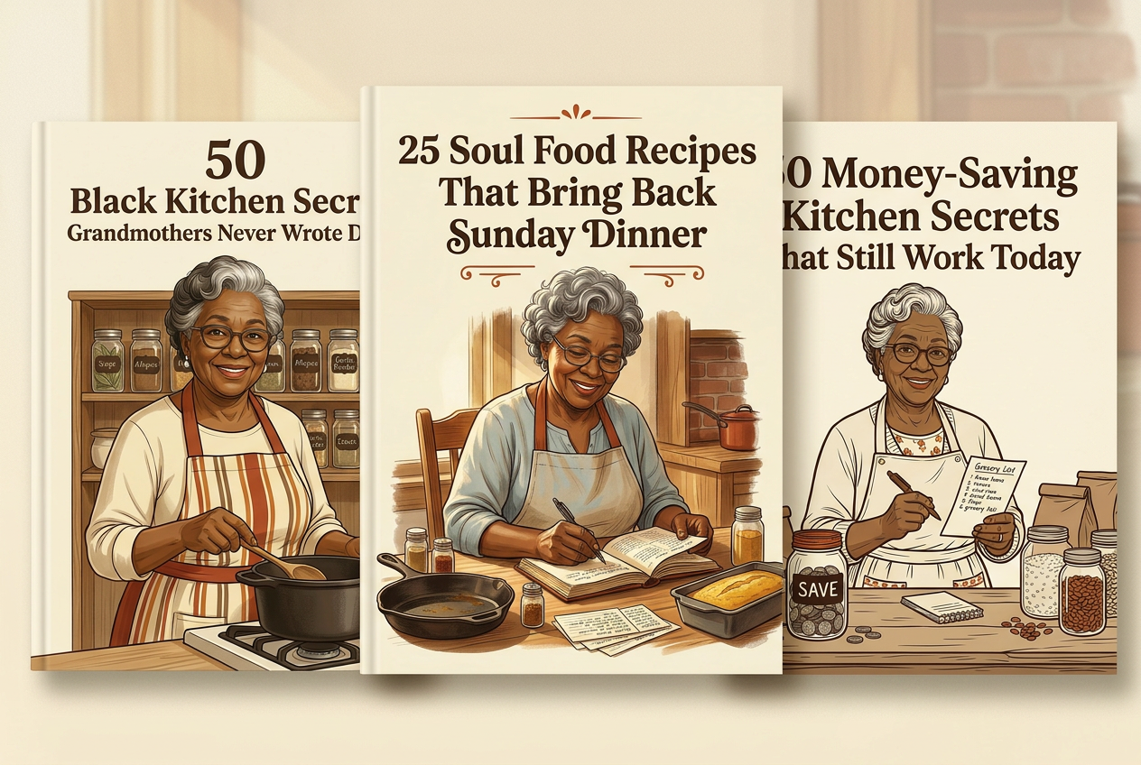 Three printable PDF guide covers in the Grandma Made a Way Kitchen Collection.